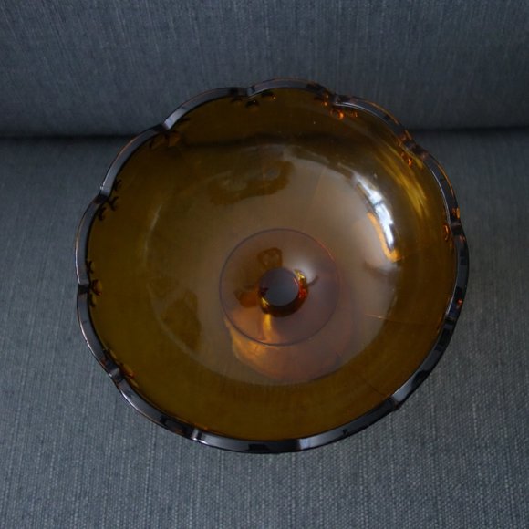 Vintage Amber Pedestal Glass Bowl - Picture 3 of 11